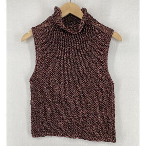 EILEEN FISHER Sweater S Marled Tank Top Turtleneck Sleeveless Funnelneck Brown